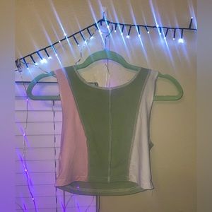 fun pink green & white tank